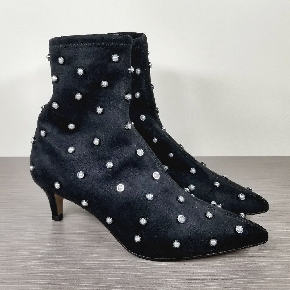 Louise et Cie Pearl Embellished Vachel 3 Bootie, Black, Womens Size 5.5 M / 36
